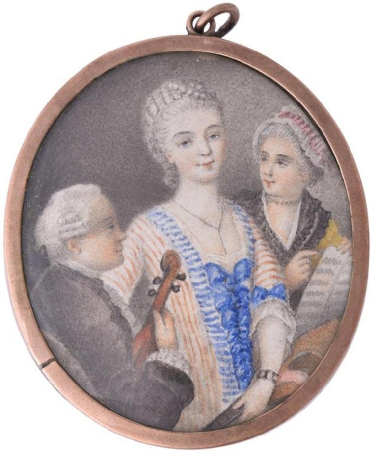 18th Century French School Miniature Painting Depicting a Musical Group ...