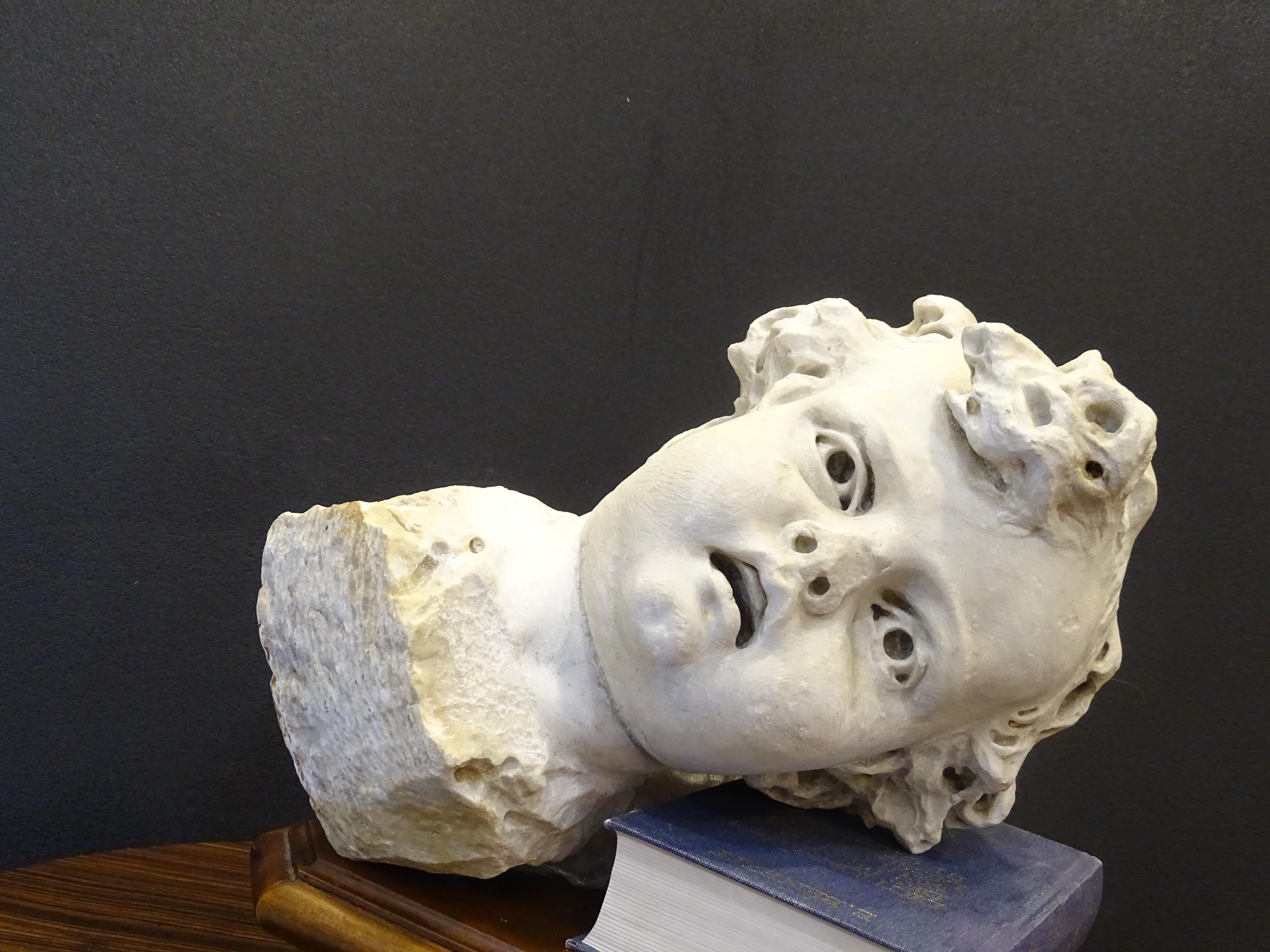 Late 18th Century 18th Century Italian Marble White Bust Sculpture of Child, Carrara For Sale
