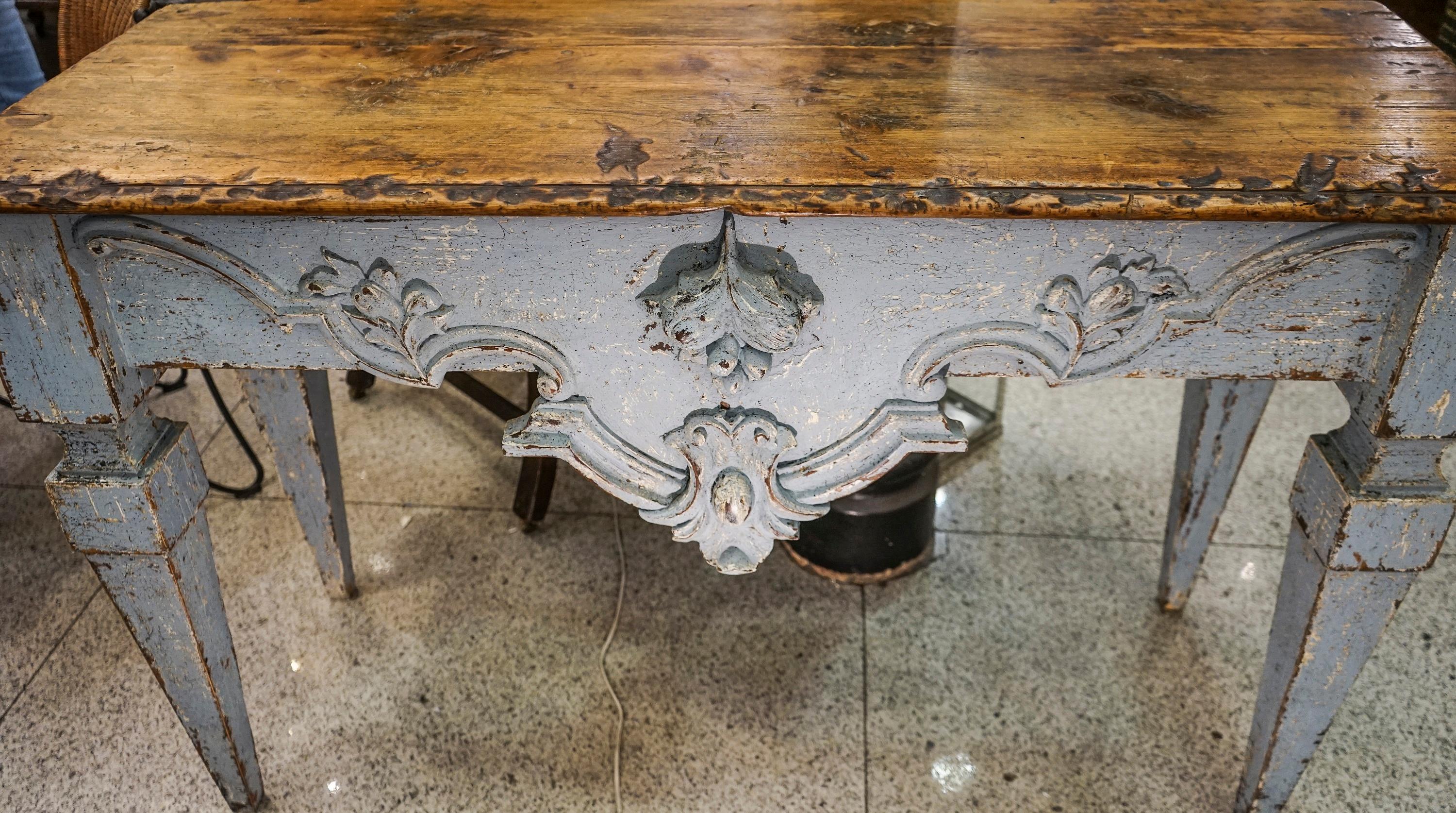 18th Century Luisxvi French Bluewood Handpainted and Carved Console Table, 1799 3
