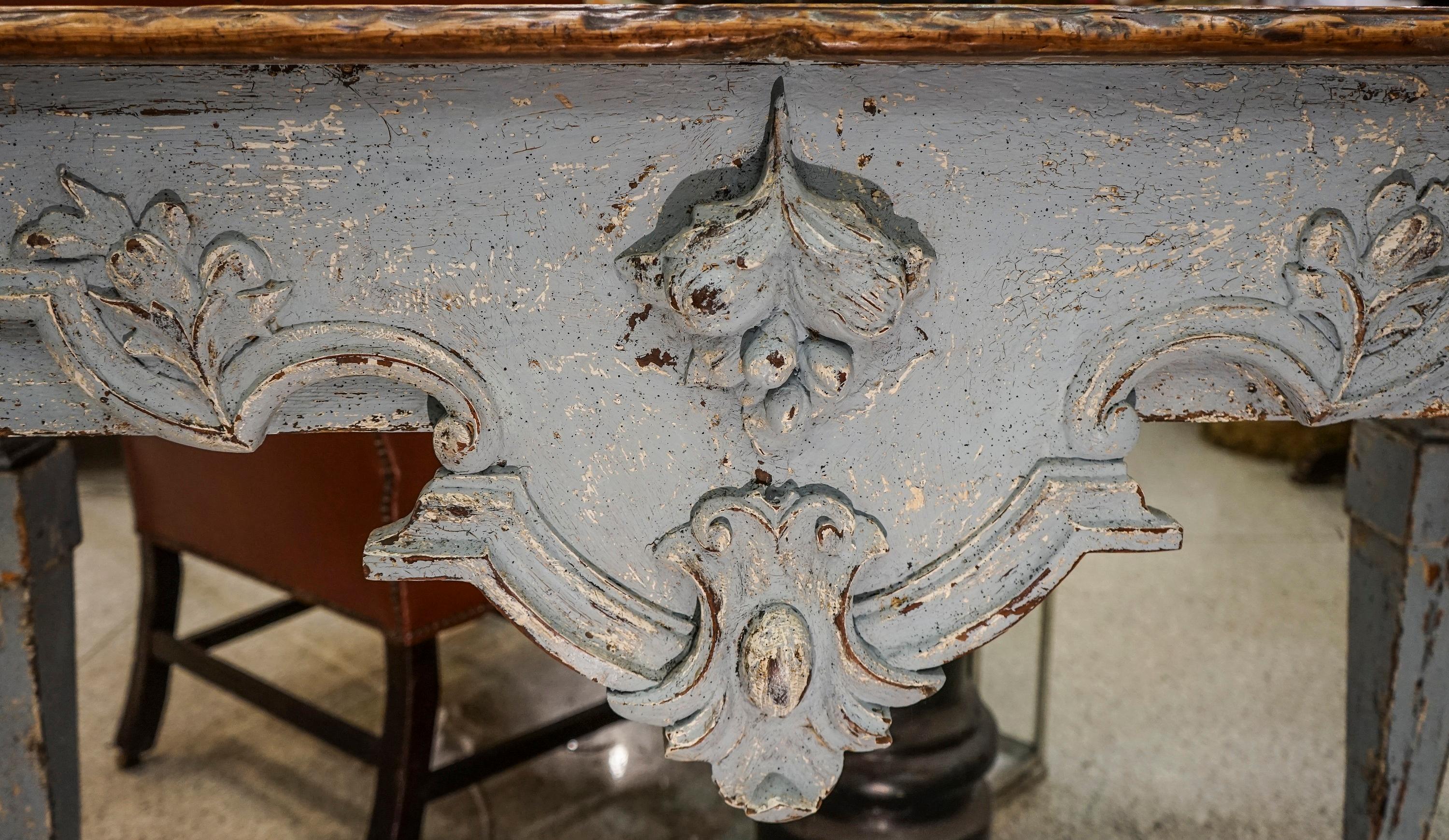 18th Century Luisxvi French Bluewood Handpainted and Carved Console Table, 1799 7
