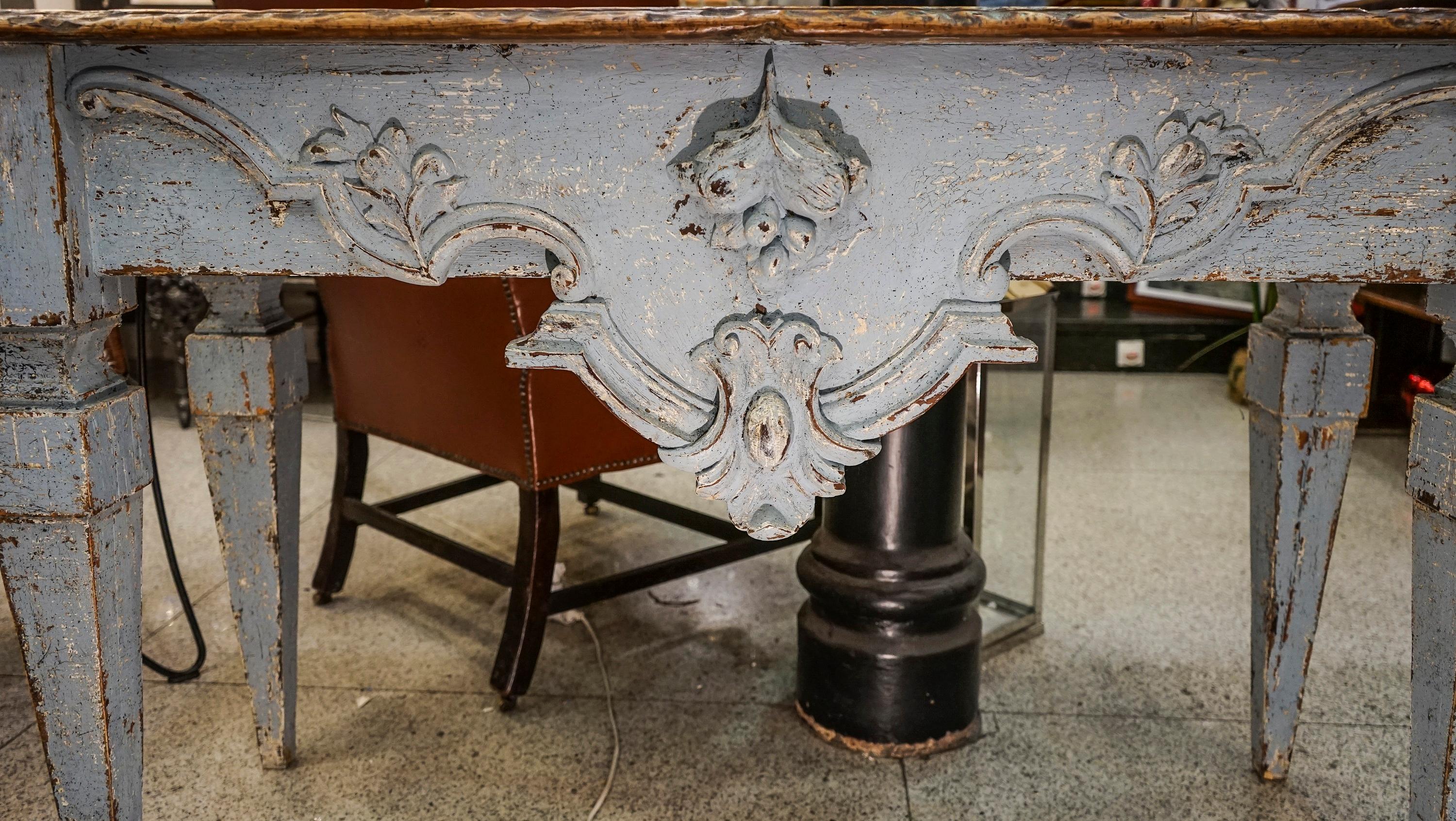 18th Century Luisxvi French Bluewood Handpainted and Carved Console Table, 1799 2