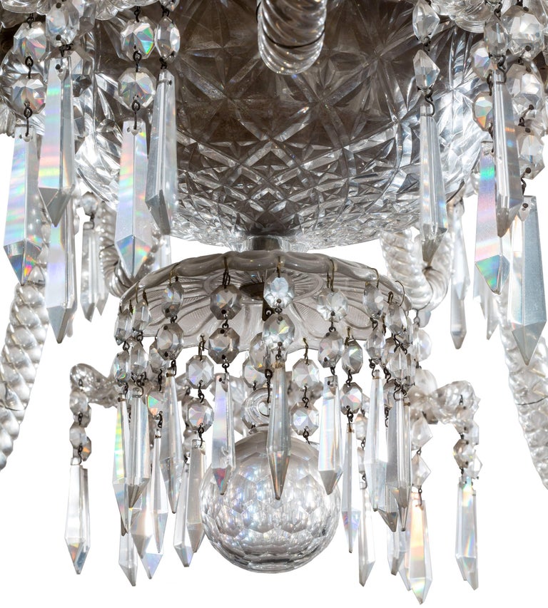 French 19th Century Neoclassical Baccarat Crystal and Glass 36-Light Crystal Chandelier For Sale