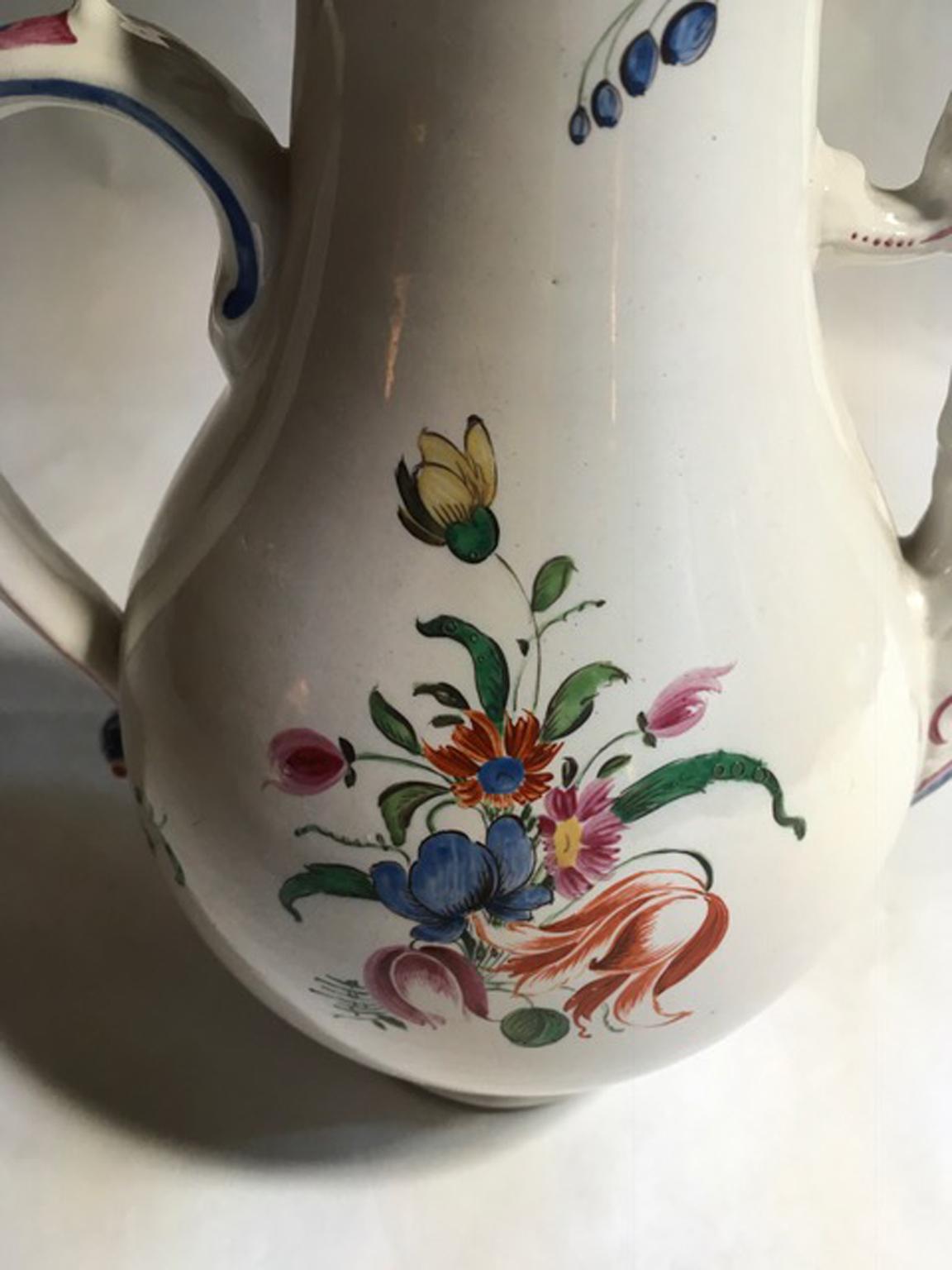 Italy Richard Ginori Porcelain Coffee Pot Multi-Color Country Flowers Decor 3