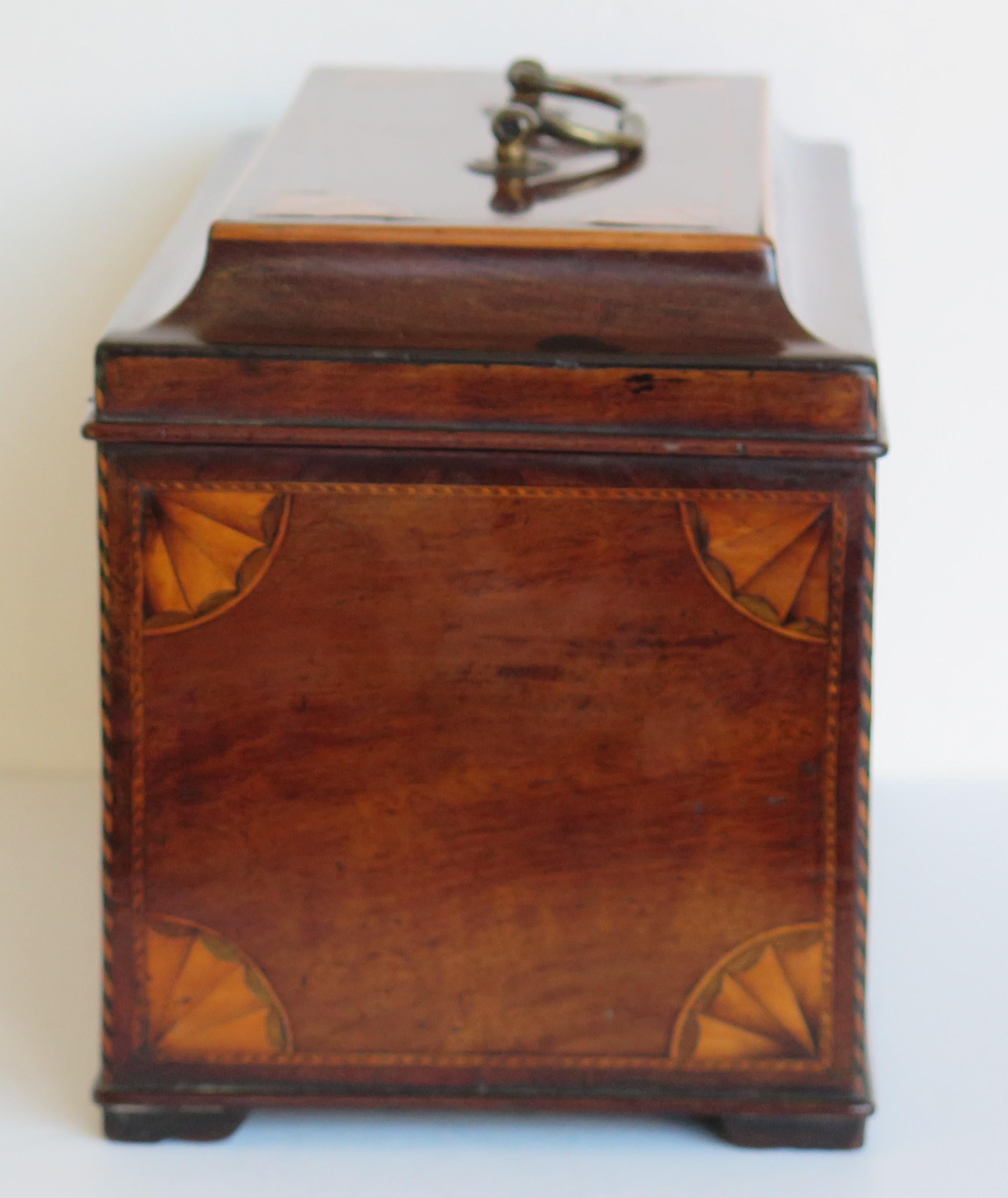 Georgian Sheraton Period Tea Caddy finely Inlaid, English circa 1780 For Sale 4