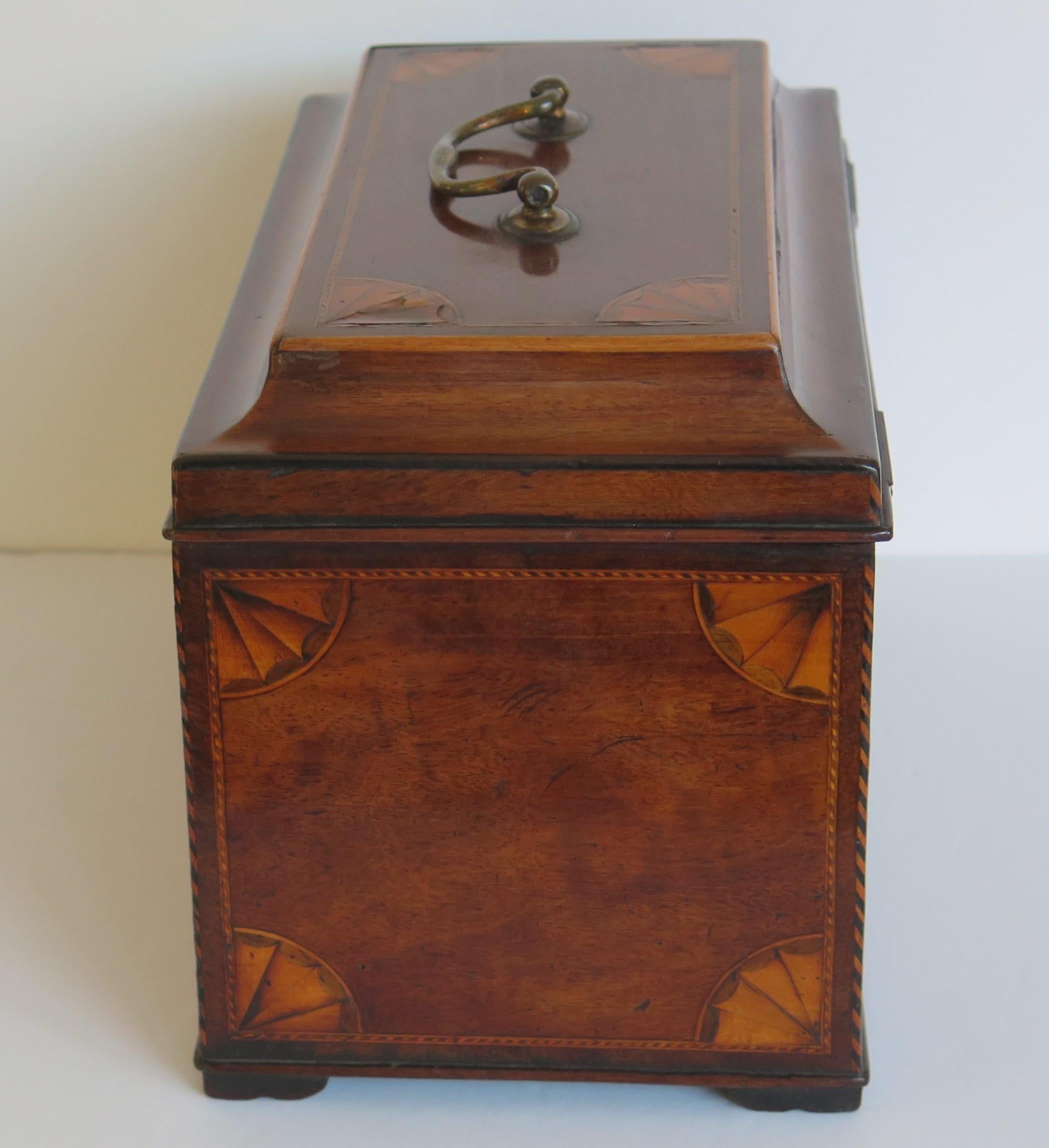 Georgian Sheraton Period Tea Caddy finely Inlaid, English circa 1780 For Sale 1