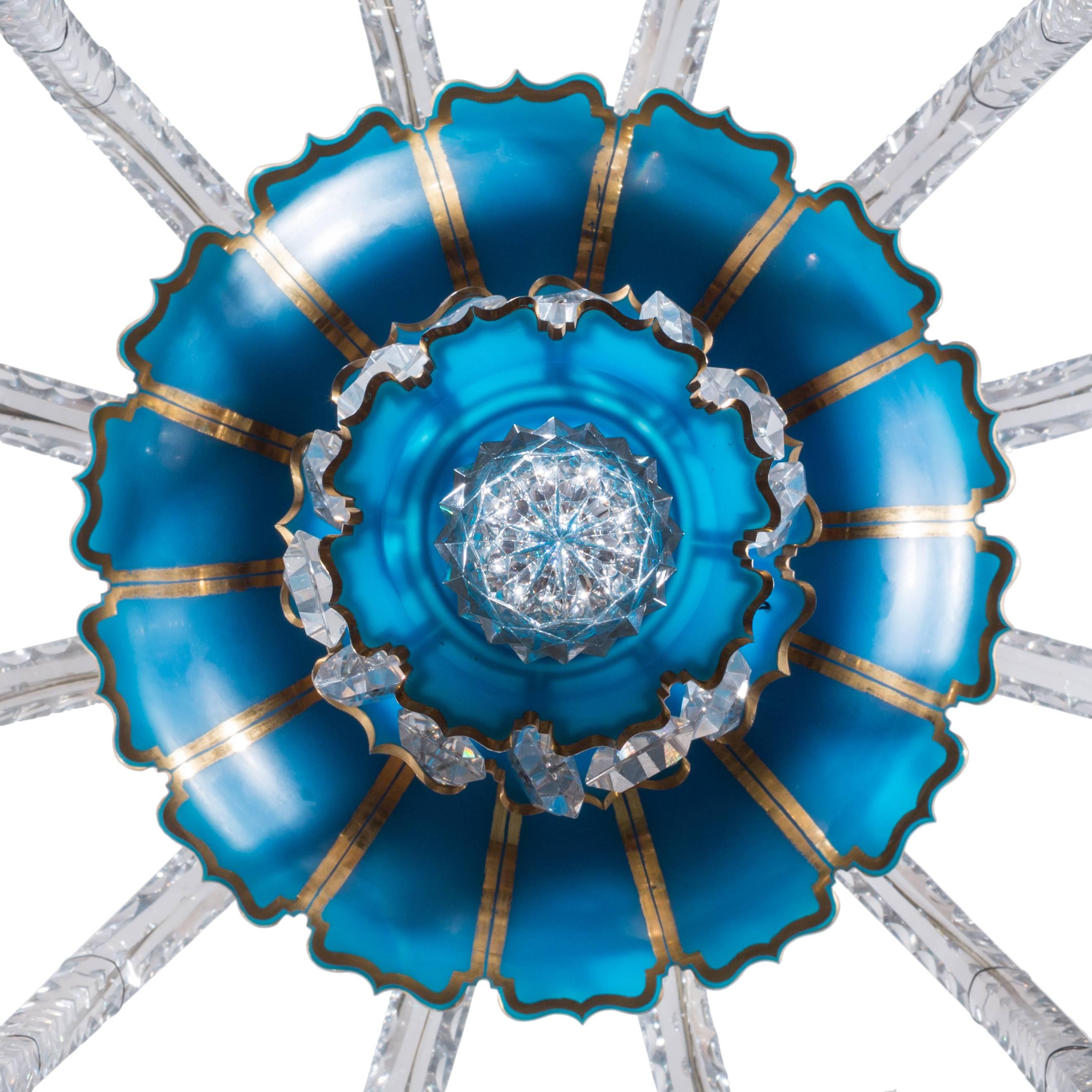 19th Century 19th Century Baccarat Blue Opaline 12-Light Crystal Chandelier