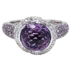 18W Amethyst, Pink Sapphire & Diamond Ring