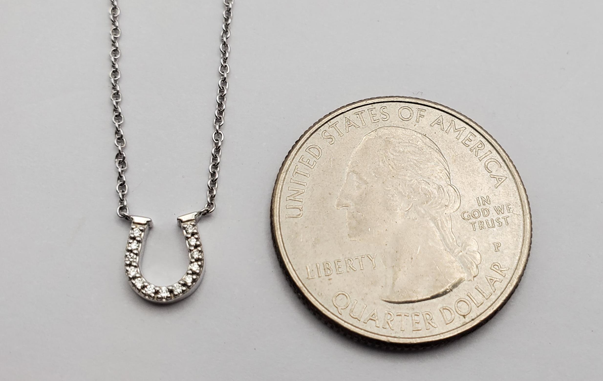 18W Tiffany & Co. Diamond Mini Metro Horseshoe Pendant Necklace 16