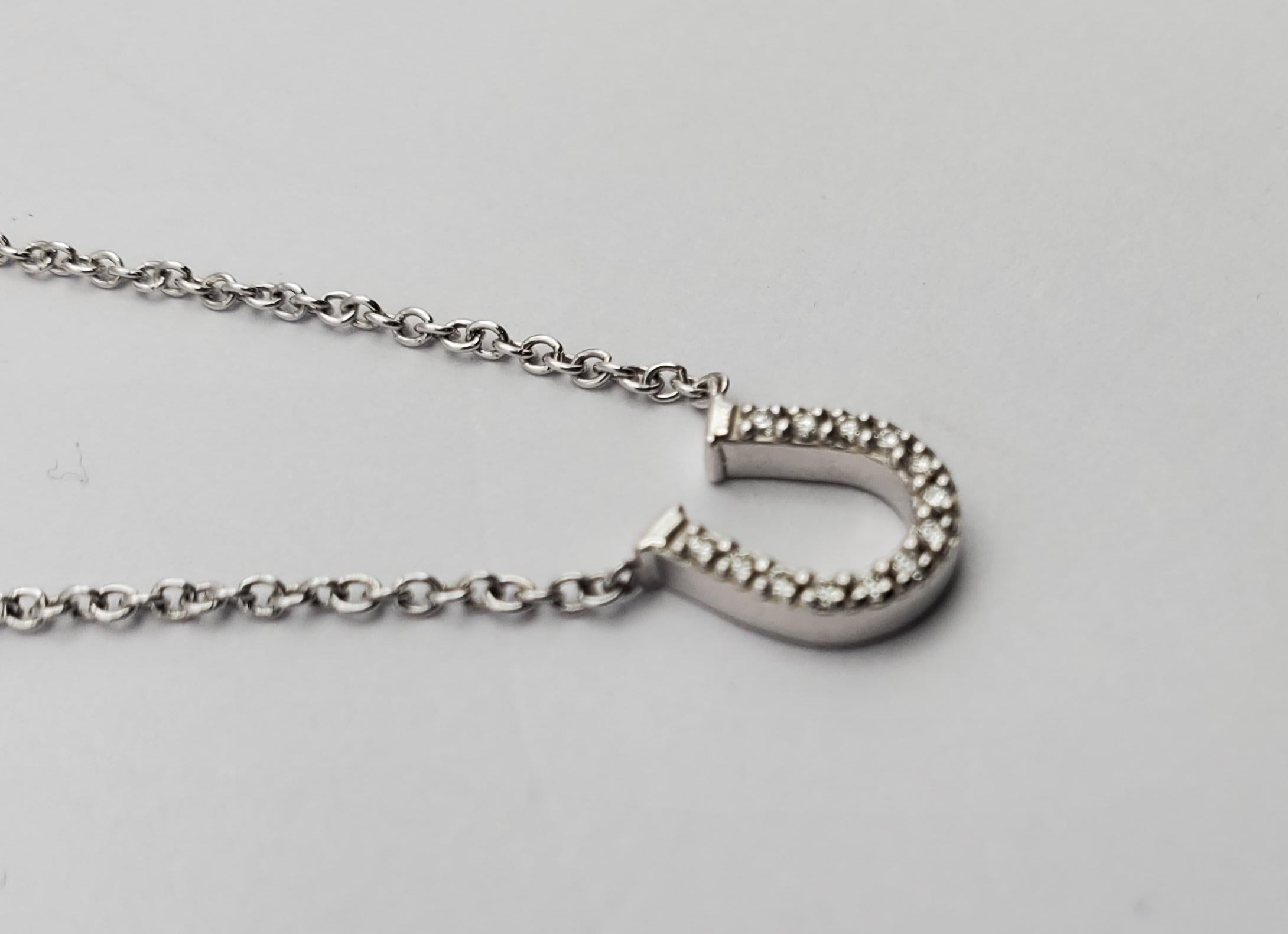 Contemporary 18W Tiffany & Co. Diamond Mini Metro Horseshoe Pendant Necklace 16