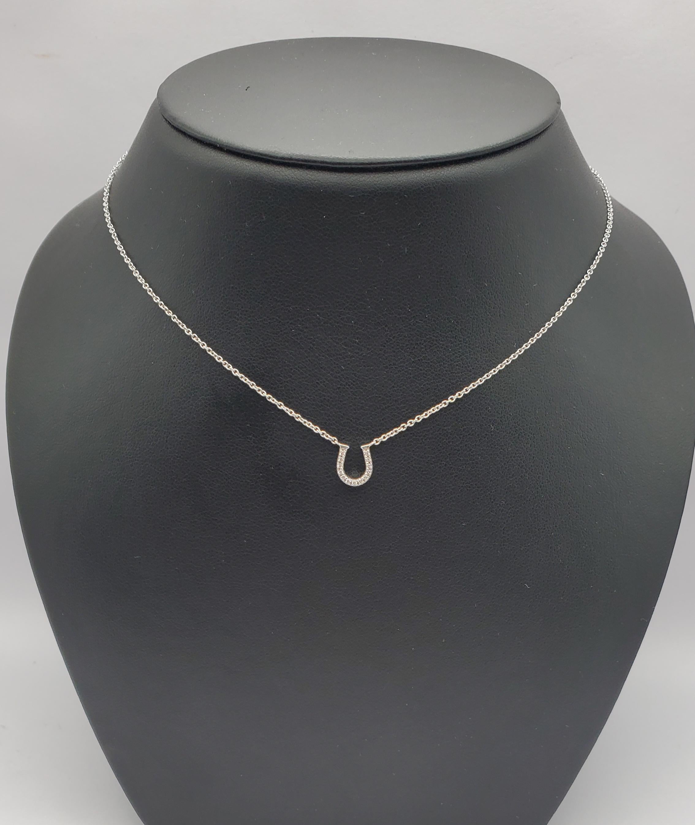 18W Tiffany & Co. Diamond Mini Metro Horseshoe Pendant Necklace 16