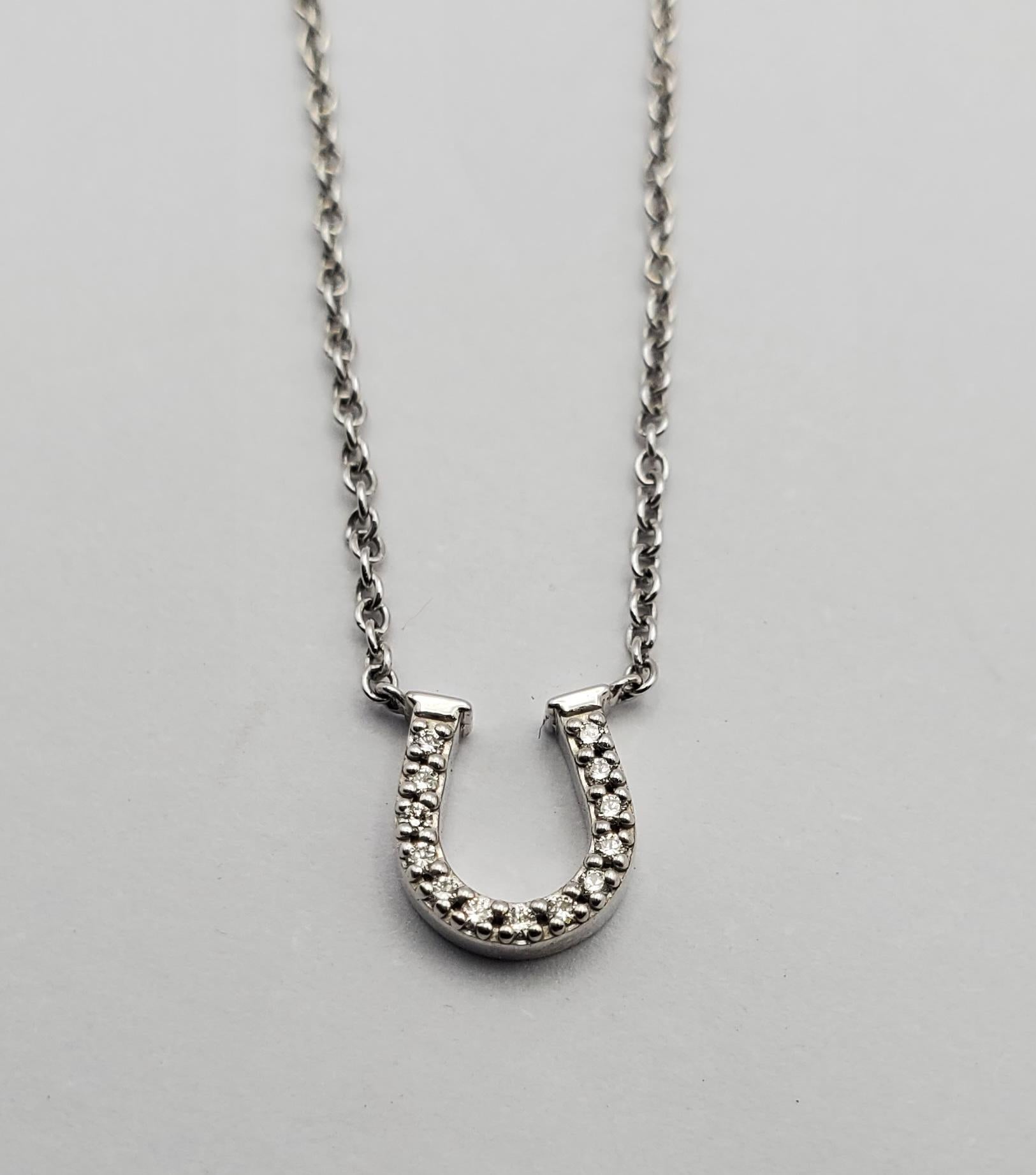 18W Tiffany & Co. Diamond Mini Metro Horseshoe Pendant Necklace 16