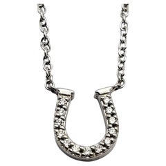 18W Tiffany & Co. Diamond Mini Metro Horseshoe Pendant Necklace 16"