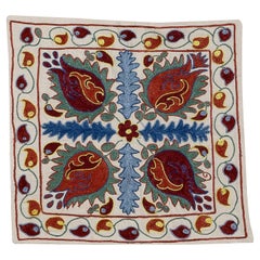 Federa asiatica Suzani 18 "x18", copricuscino ricamato in cotone e seta