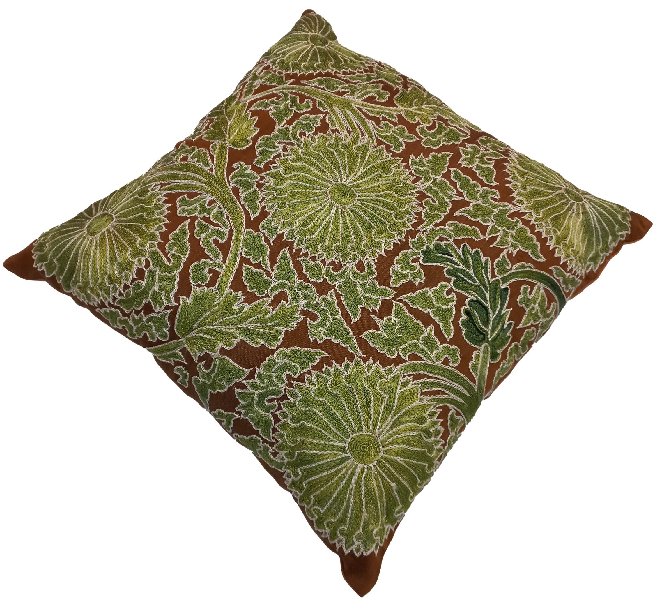 Introducing our new suzani hand embroidered silk cushion cover, a perfect addition to your home decor collection. Made from 100% silk, this throw pillow cover exudes elegance and style. The intricate embroidery work adds a touch of splendor to any