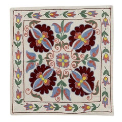 18"x18" Handmade Suzani Lace Pillow, Colorful Pillow, Embroidered Cushion Cover