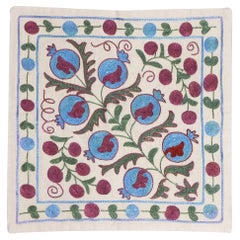 18 "x18" Silk Embroidery Suzani Pillowcase, Pomegranate Tree Design Cushion Cover (housse de coussin à motif de grenadier)