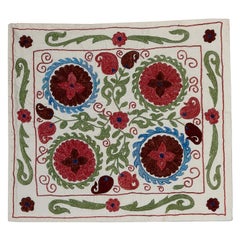 Cuscino Uzbek Suzani 18 "x18", copricuscino con ricamo in seta, nuovo cuscino in pizzo