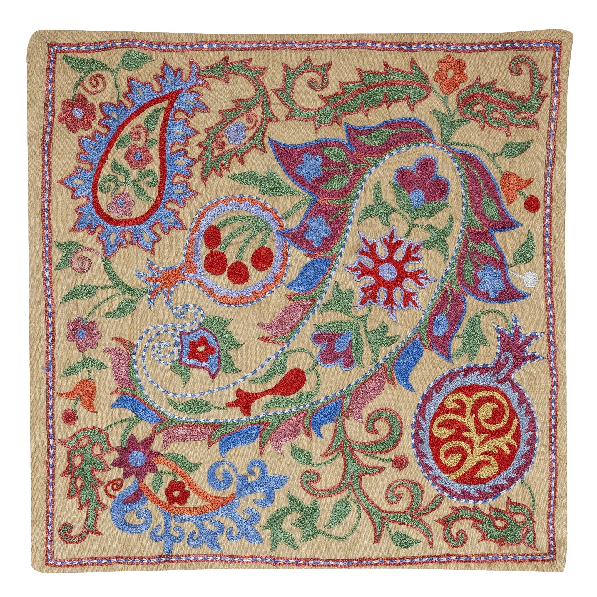 Copricuscino moderno 18 "x19" realizzato in seta. Cuscino ricamato. Cuscino &New in vendita