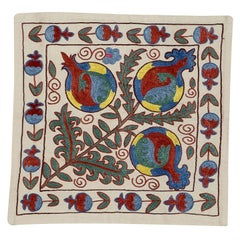 18"x24" Decorative Suzani Pillow Case, Silk Embroidered Sham, Silk Cushion Cover