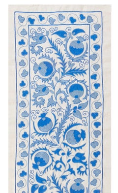 1.8x6 Ft Central Asian Suzani Textile, Embroidered Cotton & Silk Wall Hanging