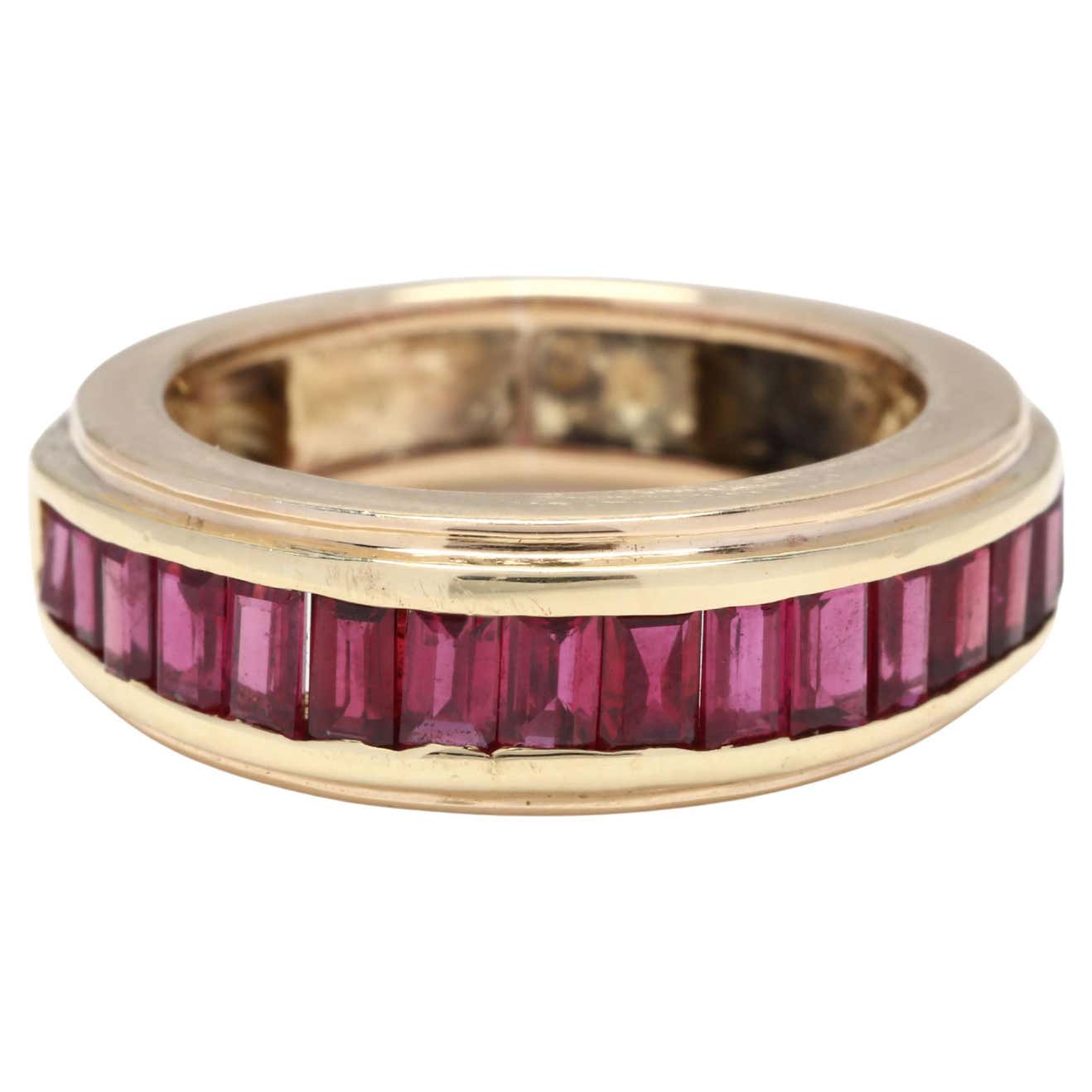 18Y Baguette Cut Ruby Channel Set Ring For Sale at 1stDibs | channel ...