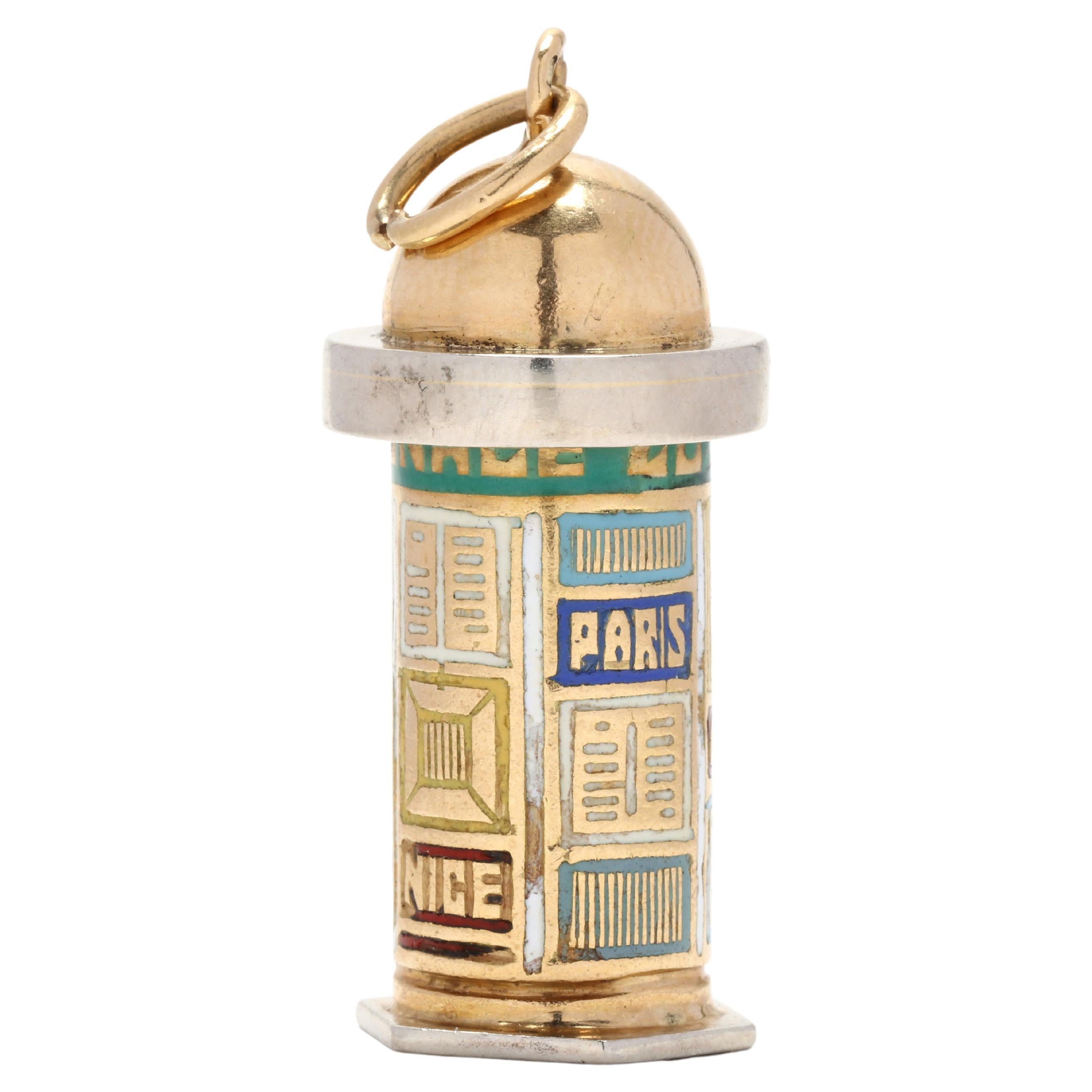 18Y Enamel Paris News Kiosk Charm For Sale