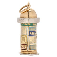 Vintage 18Y Enamel Paris News Kiosk Charm