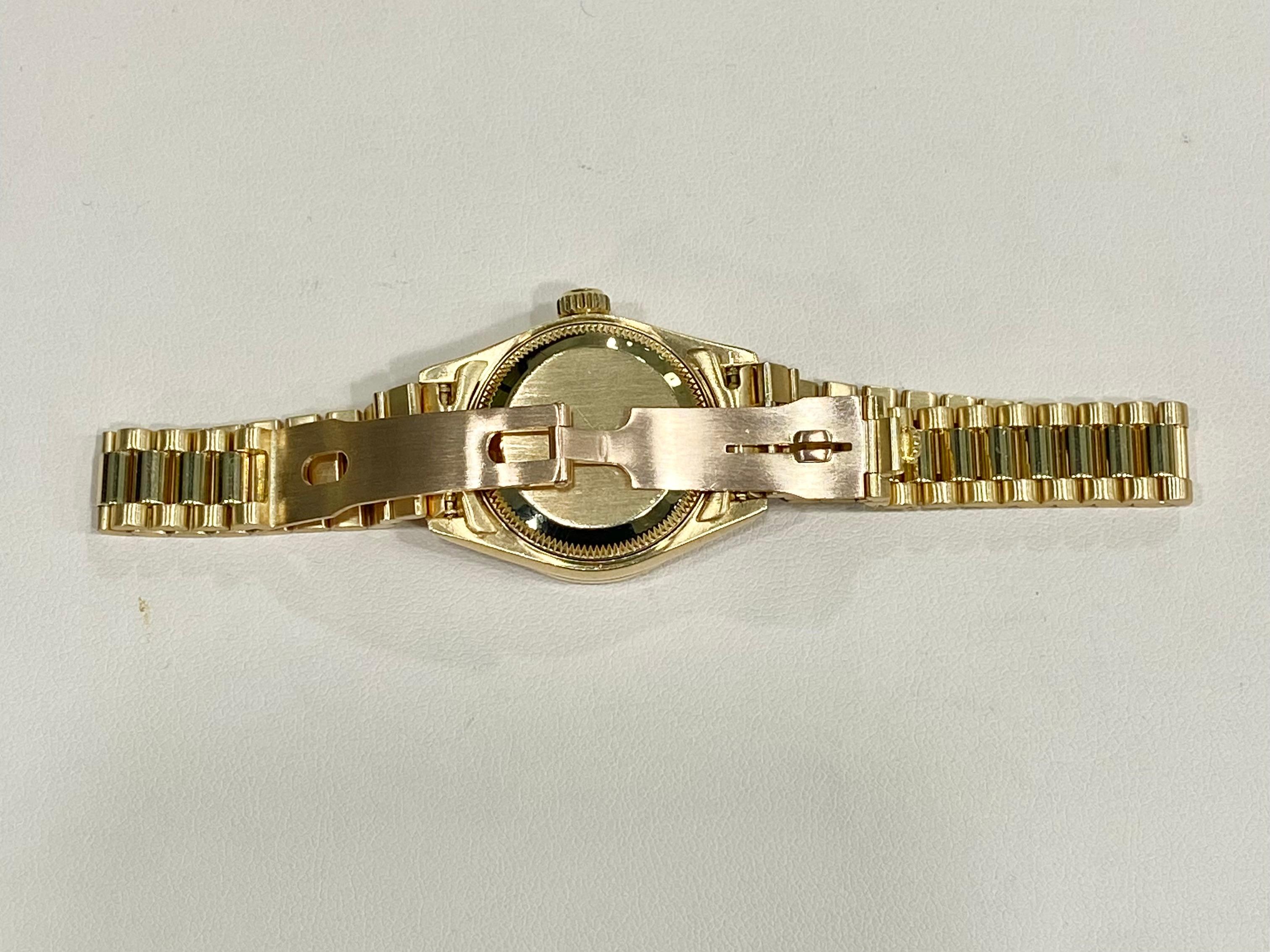18Y Ladies Gold Rolex Datejust President 69158 Diamond Dial, Bezel & Lugs 2