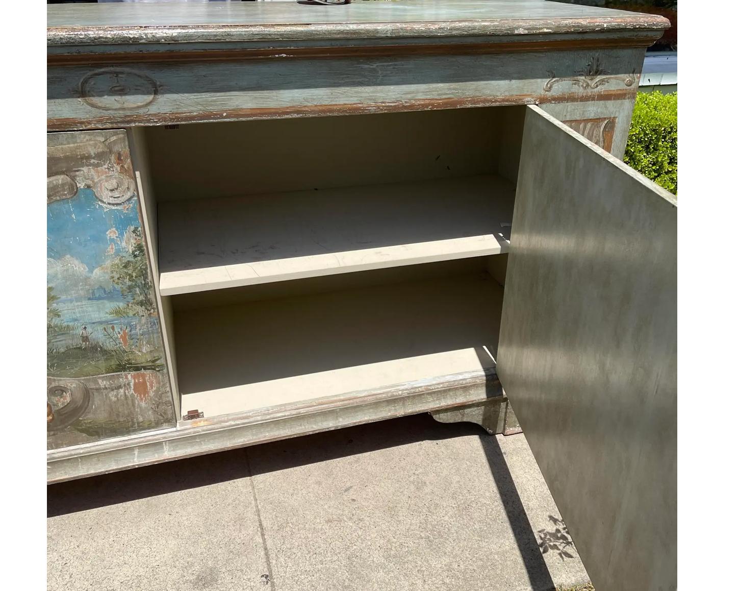 18yh C Style Italian Venetian Paint Decorated Buffet sideboard credenza.