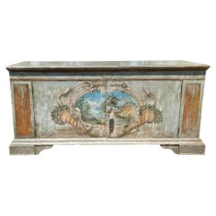18yh C Style Italian Venetian Paint Decorated Buffet Sideboard Credenza
