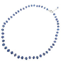 19"-20" Tansanit-Halskette mit verstellbarer Länge aus 14 Karat Weißgold