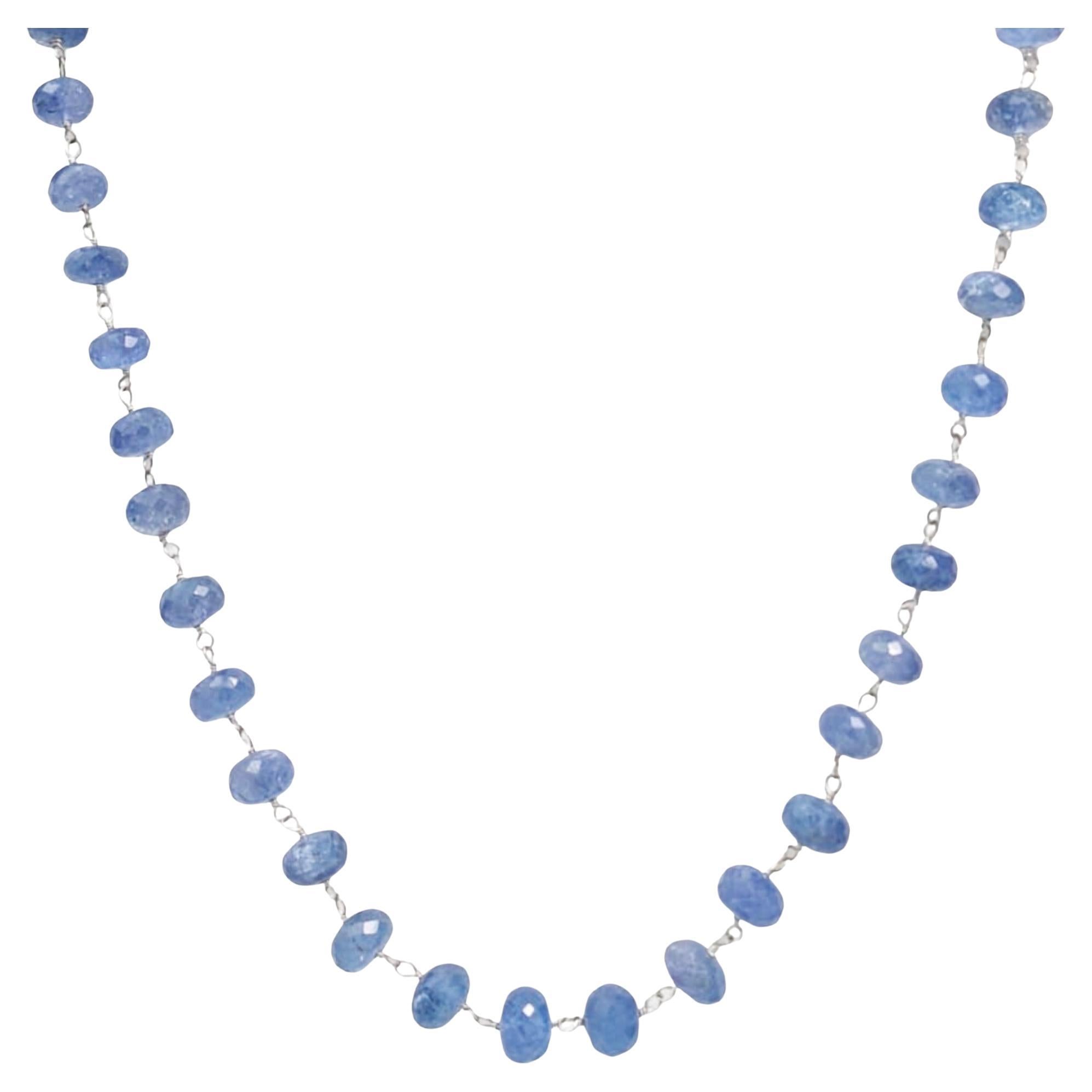 19"-20" Adjustable Length Tanzanite Necklace in 14 Karat White Gold For Sale