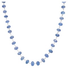 19"-20" Adjustable Length Tanzanite Necklace in 14 Karat White Gold