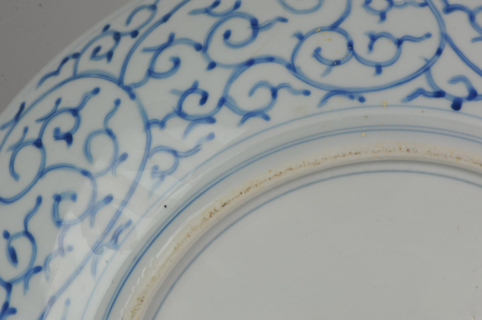 Cargador de porcelana japonesa Meiji Taisho Marcado Antiguo Japón Azul Arita en venta 4