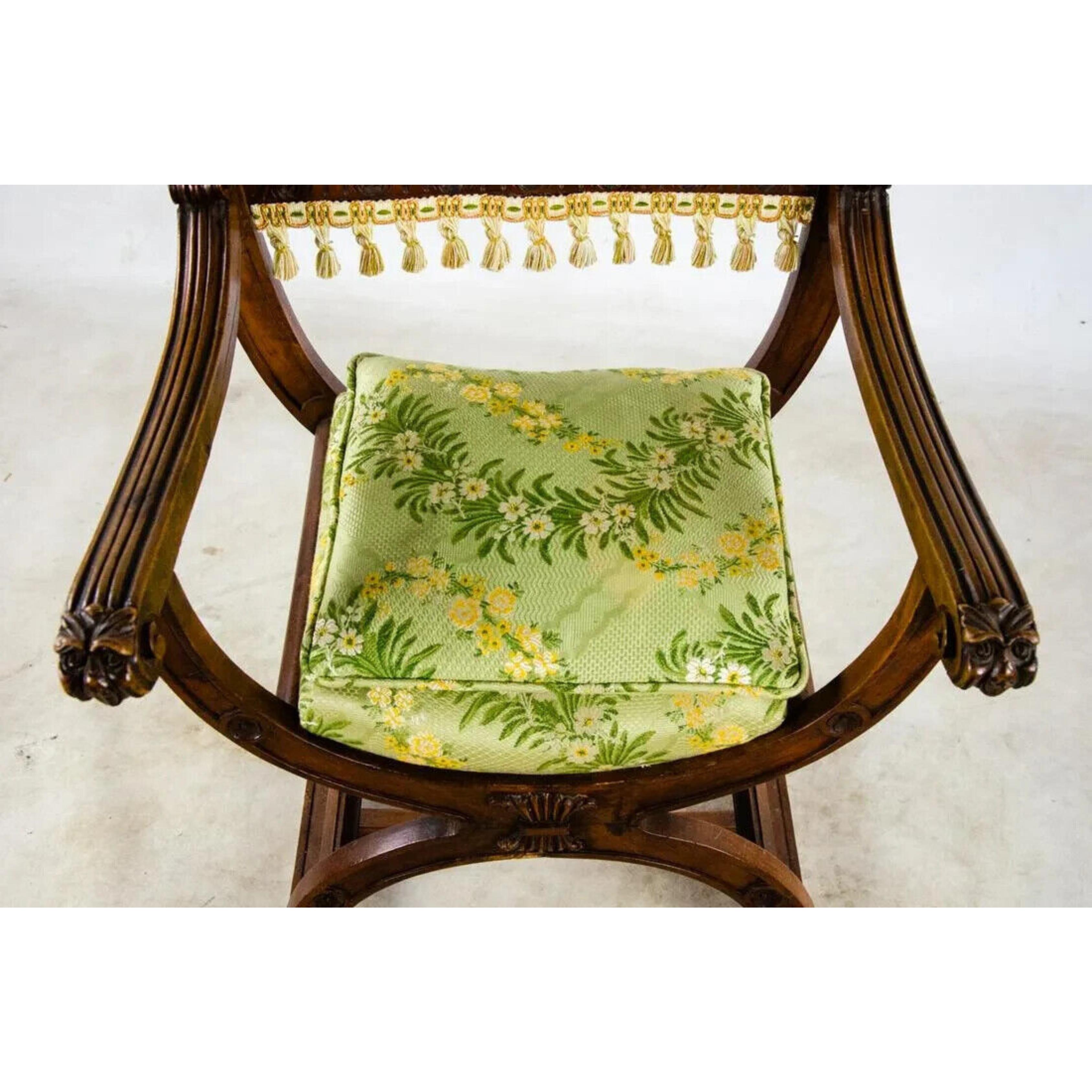 19 / 20th C. Antique Italian Renaissance, Wood, Savonarola, Chairs, Set of 2! For Sale 9