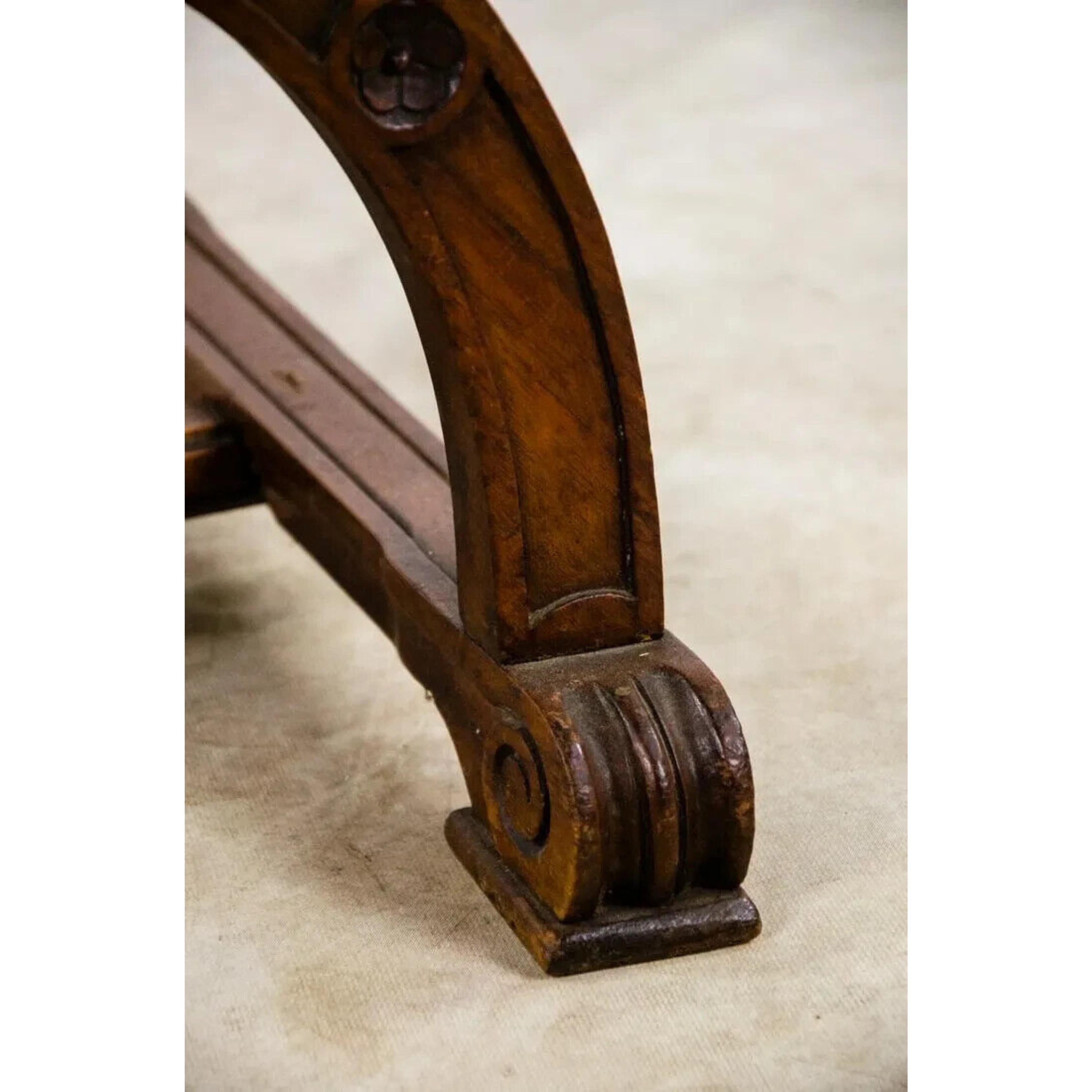 19 / 20th C. Antique Italian Renaissance, Wood, Savonarola, Chairs, Set of 2 ! en vente 13