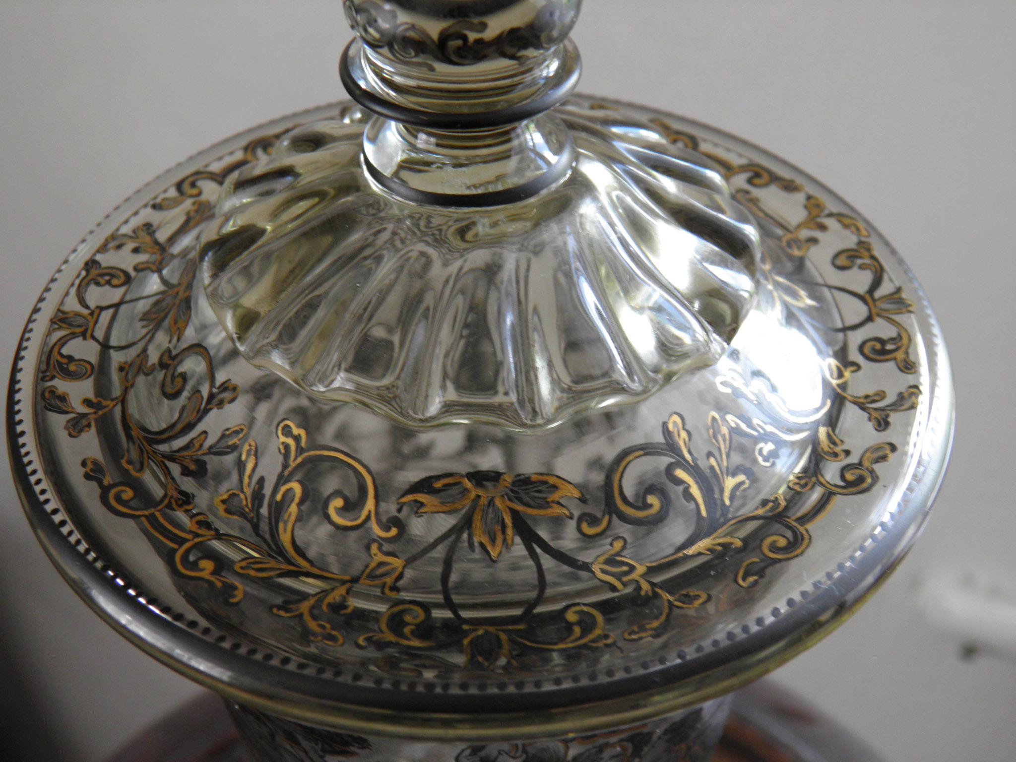 19th-20th Century Antique Double Goblet Schwarzlot Style In Good Condition In Nový Bor, CZ