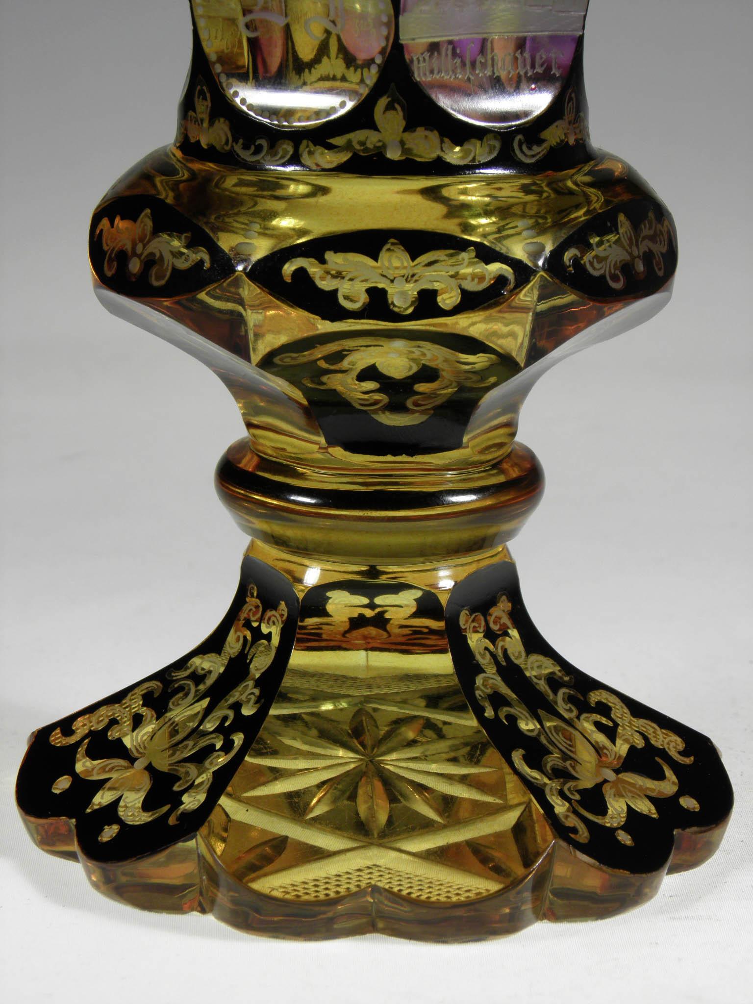 Bohemian European Engraved Goblet Teplitz Motive 19th-20th Century 3