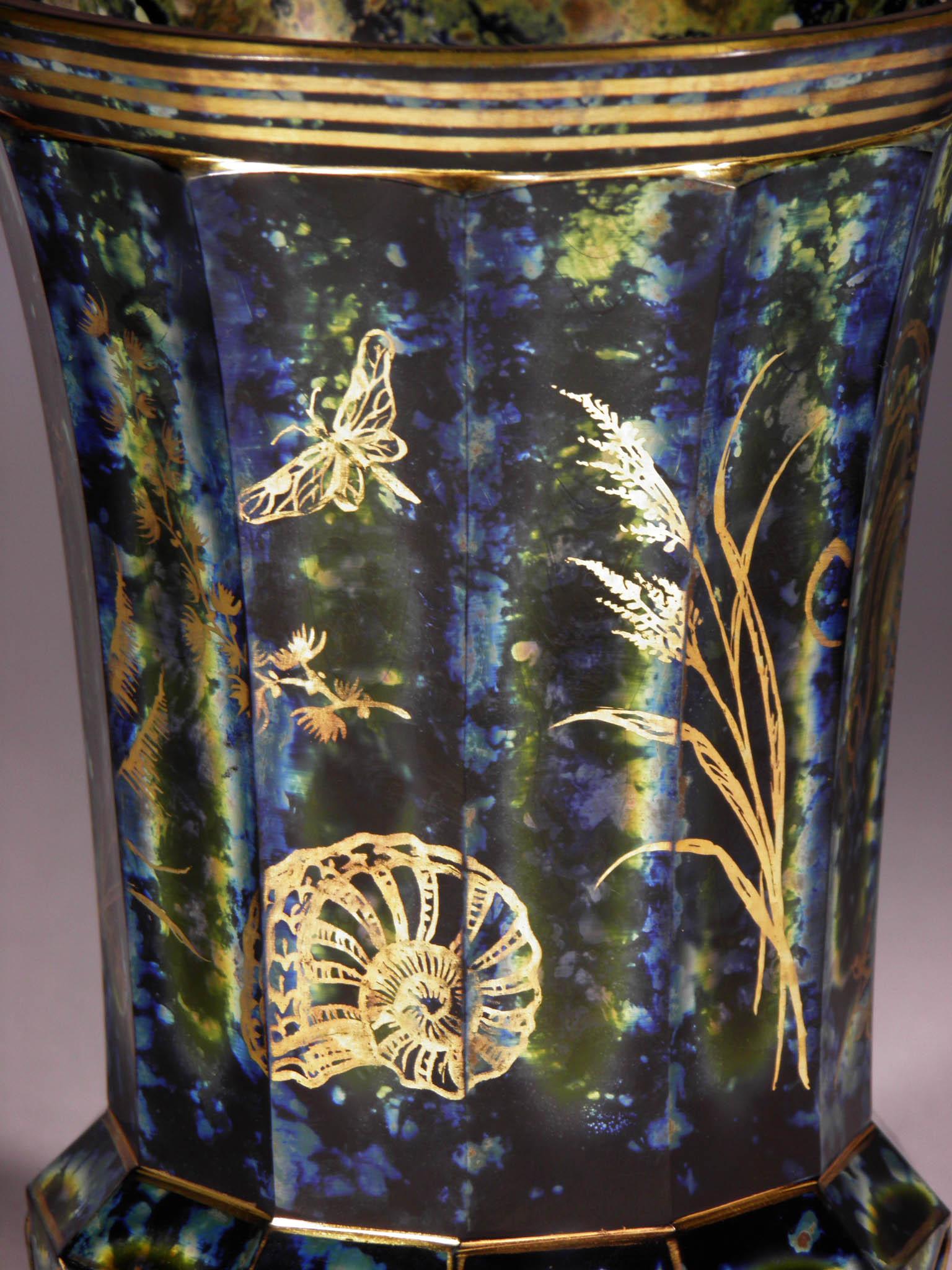 Early 20th Century 19th-20th Century Cut and Painted Lithyalin Glass Goblet-Bohemian Glass 'Video'