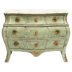 18’th-19th Century Swedish Period Rococo Bombé Chest of Drawers