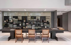 XXL Brutalist Minimalist Dining Table Finished With Black Oil By He' Heerenhuis