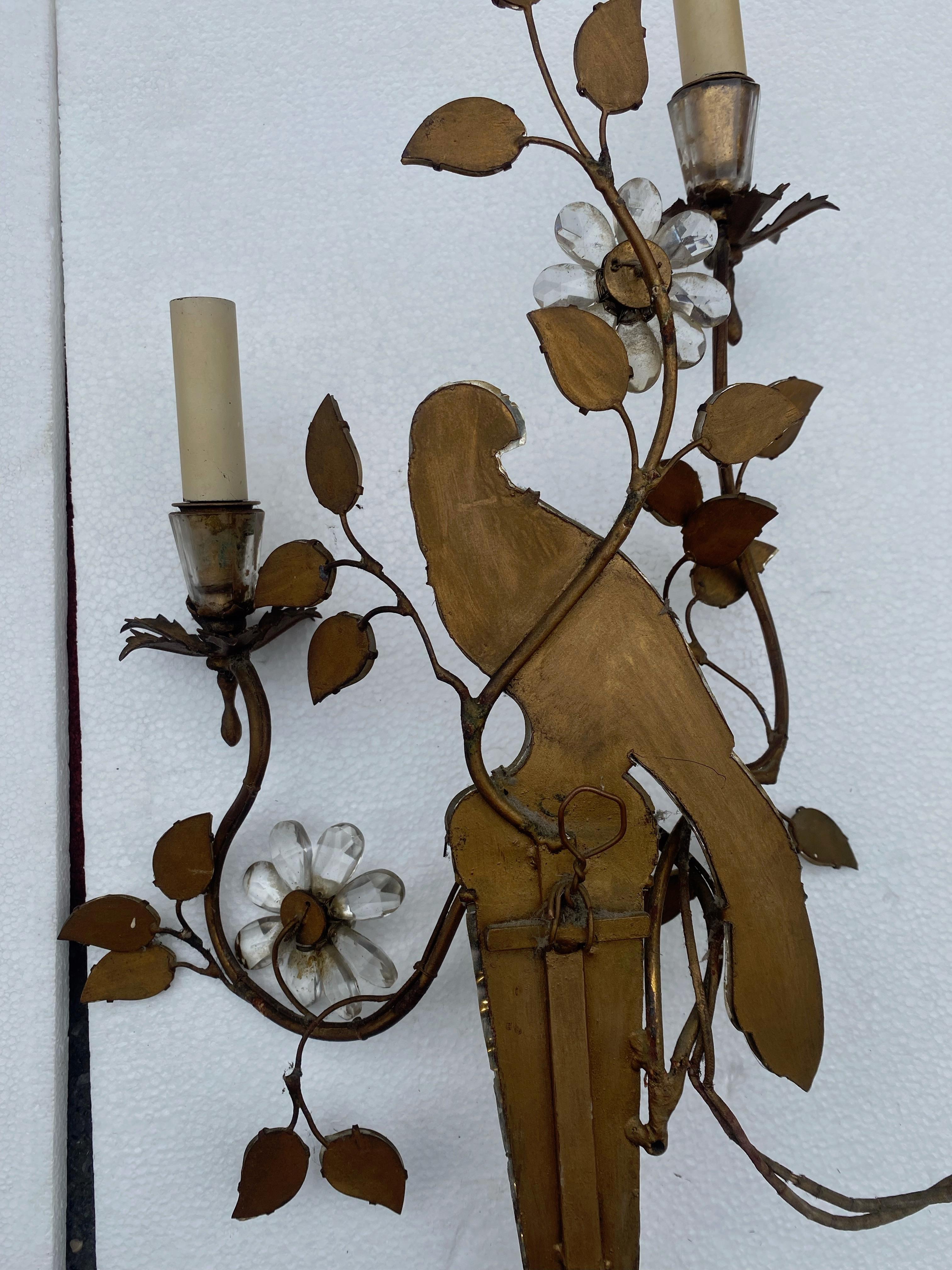 19/7050 Pair of Wall Lights with Parakeet Placed on a Sheath, Maison Bagués For Sale 3