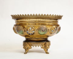 19 C. Dore Bronze Mounted Moser Light-Amber Colored Crystal & Enamel Centerpiece