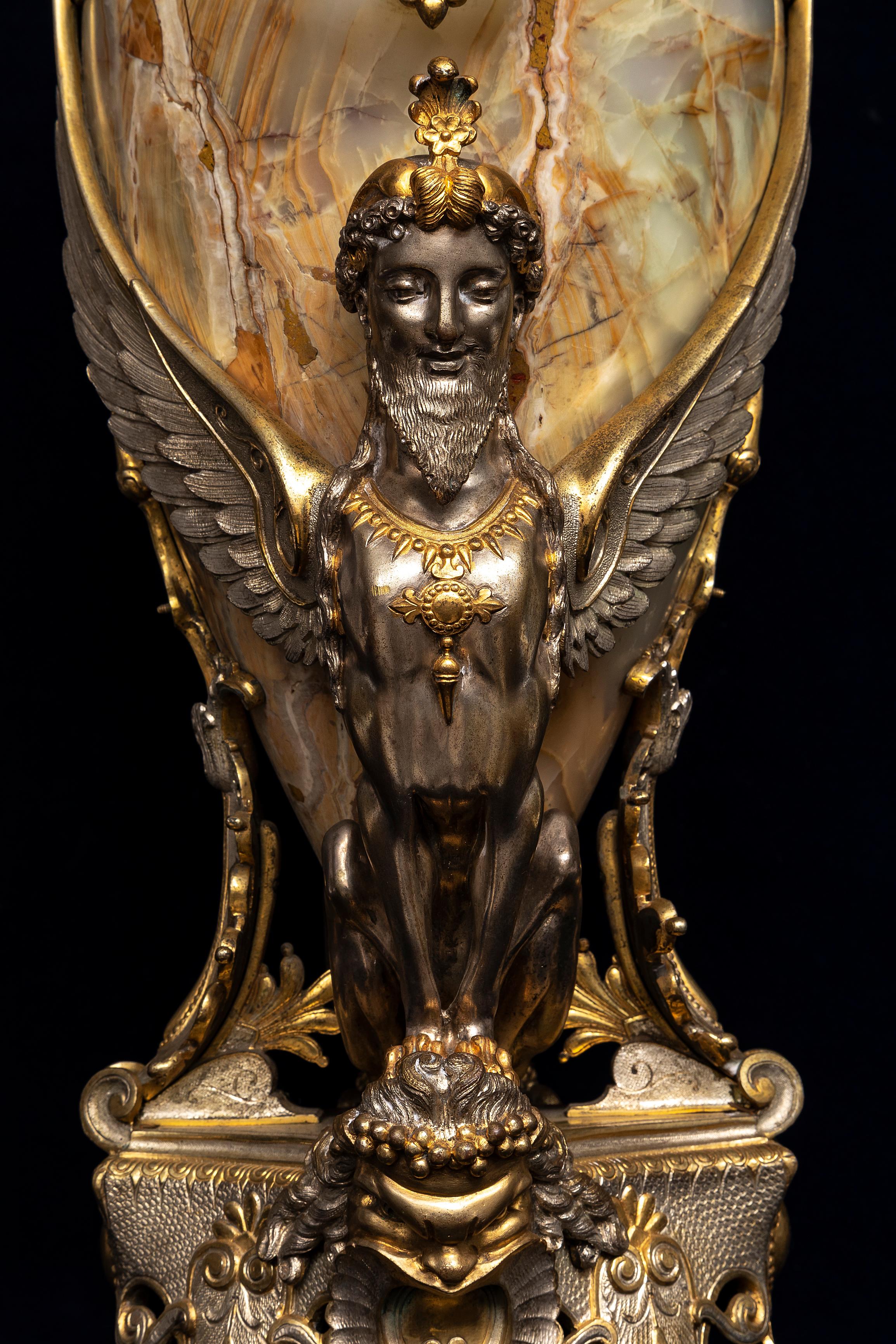 Vaso francese del 19° secolo in onice, argentato e bronzo dorato attribuito a Charpentier & C. in vendita 6