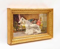 19 C. Orientalist Oil on Canvas 'Prince and Princess in the Harem" Antonio Rivas