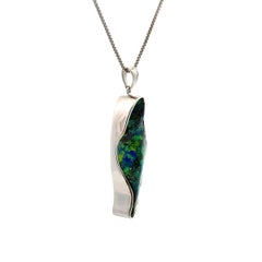 19 Carat Australian Black Boulder Opal Gold Vintage Pendant Necklace