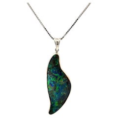 19 Carat Australian Black Boulder Opal Gold Vintage Pendant Necklace