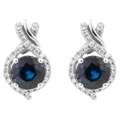 Sunita Nahata Blauer Saphir 1.90ct. Tropfenohrringe aus 18KWG mit Diamanten.