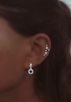Sunita Nahata Blue Sapphire 1.90ct. Drop Earrings in 18KWG with Diamond.