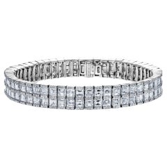 Bracelet à double rangée de diamants de forme mixte de 19 carats certifié